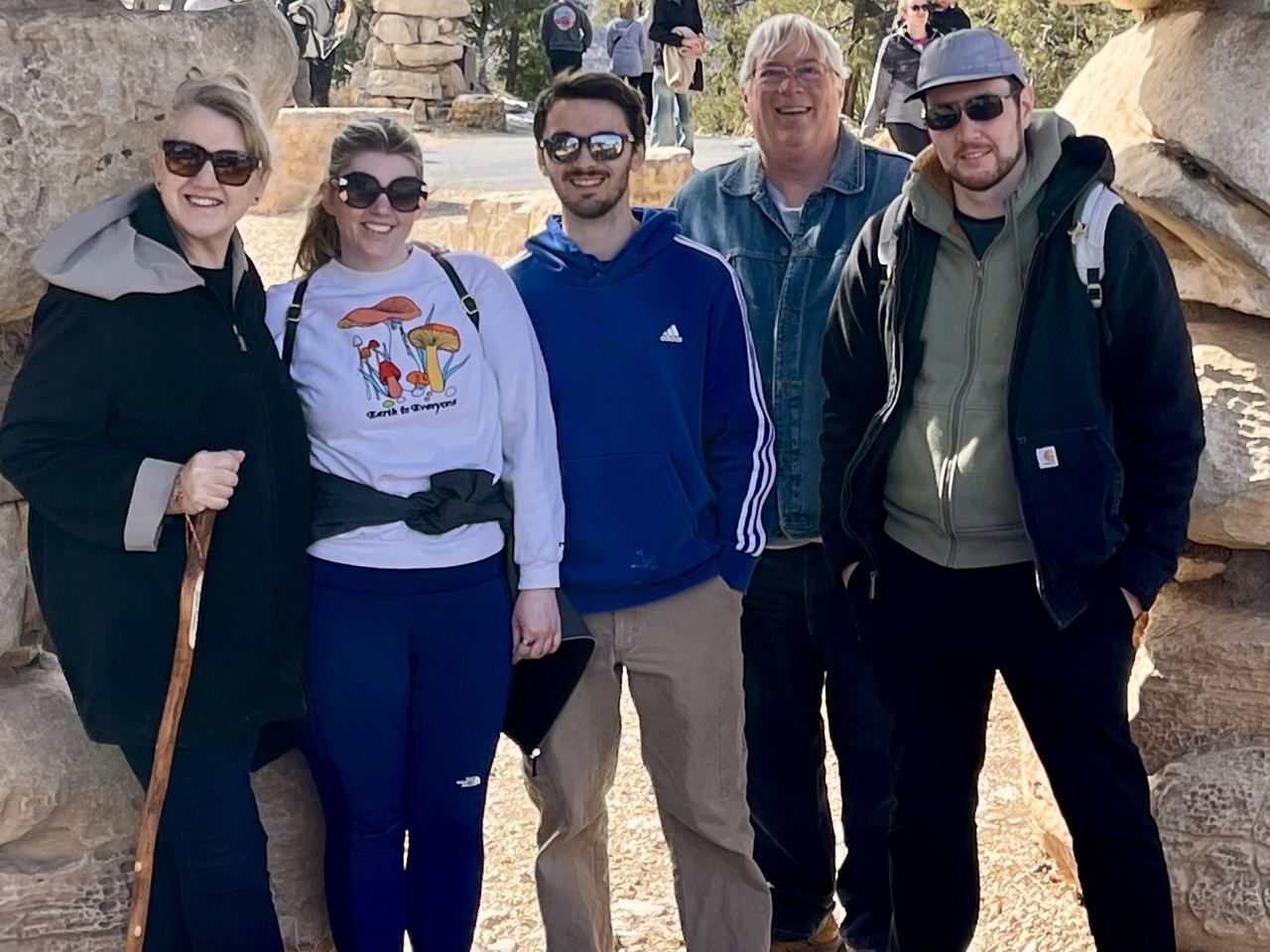 The Godfrey family exploring the Grand Canyon together